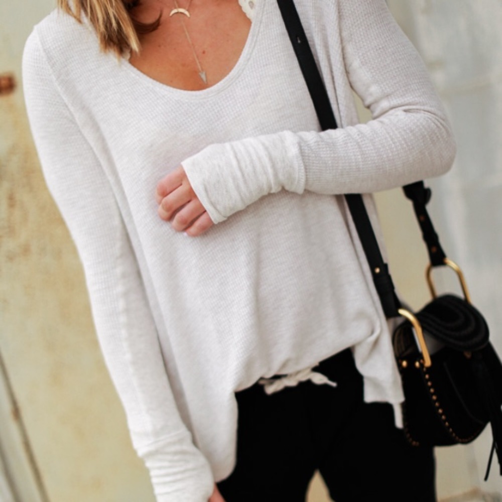 Free People oatmeal colored thermal sweater